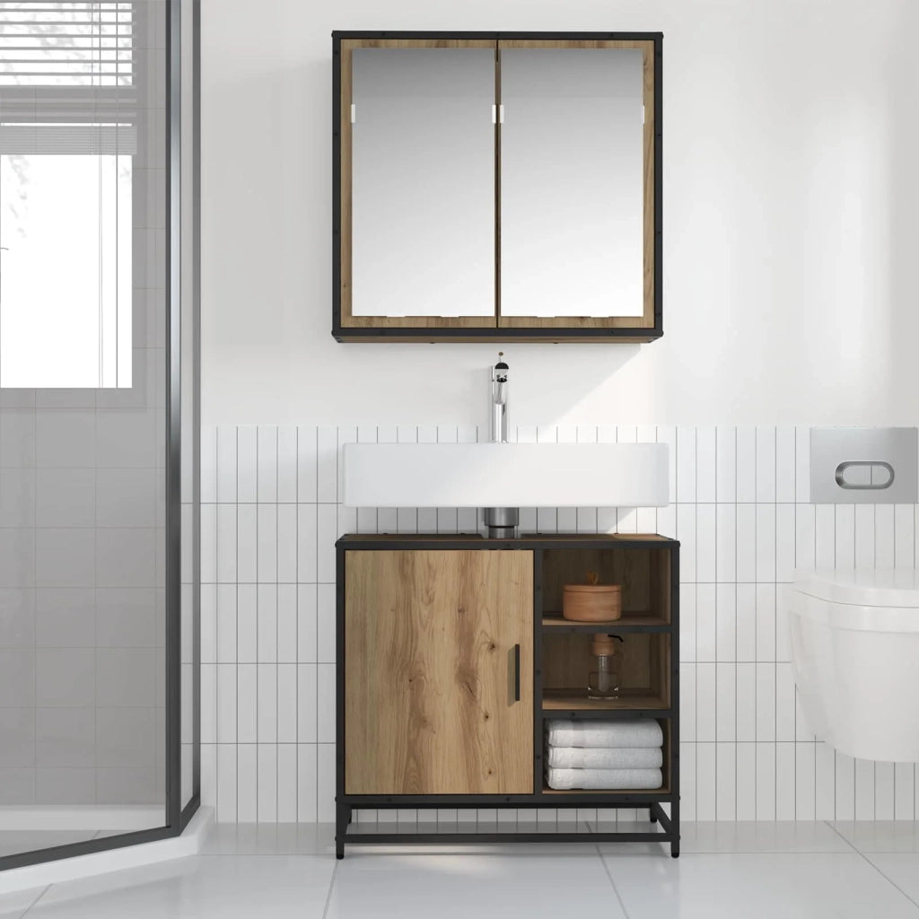 Set di mobili per il bagno con porta 2 pcs Rovere artigianale 3402403