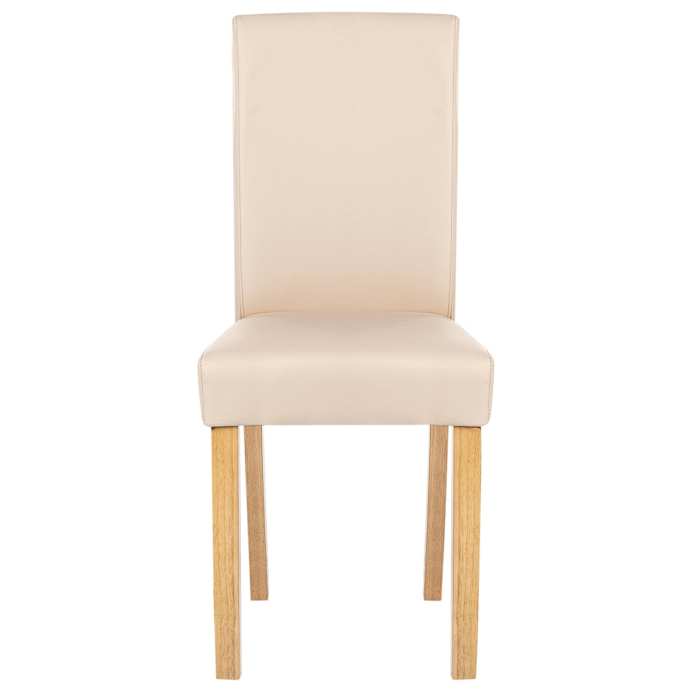 Set di 2 sedie da pranzo beige con gambe in legno ecopelle tradizionali