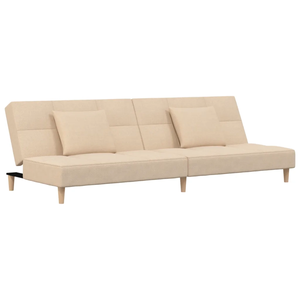 Divano letto | Sof¨¤ letto | Letto singolo a 2 Posti con 2 Cuscini Crema in Tessuto