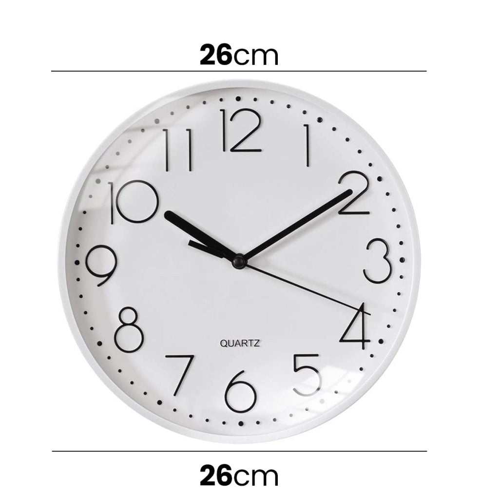 Orologio da parete silenzioso moderno da 26 cm per ufficio o soggiorno Bianco Avizar