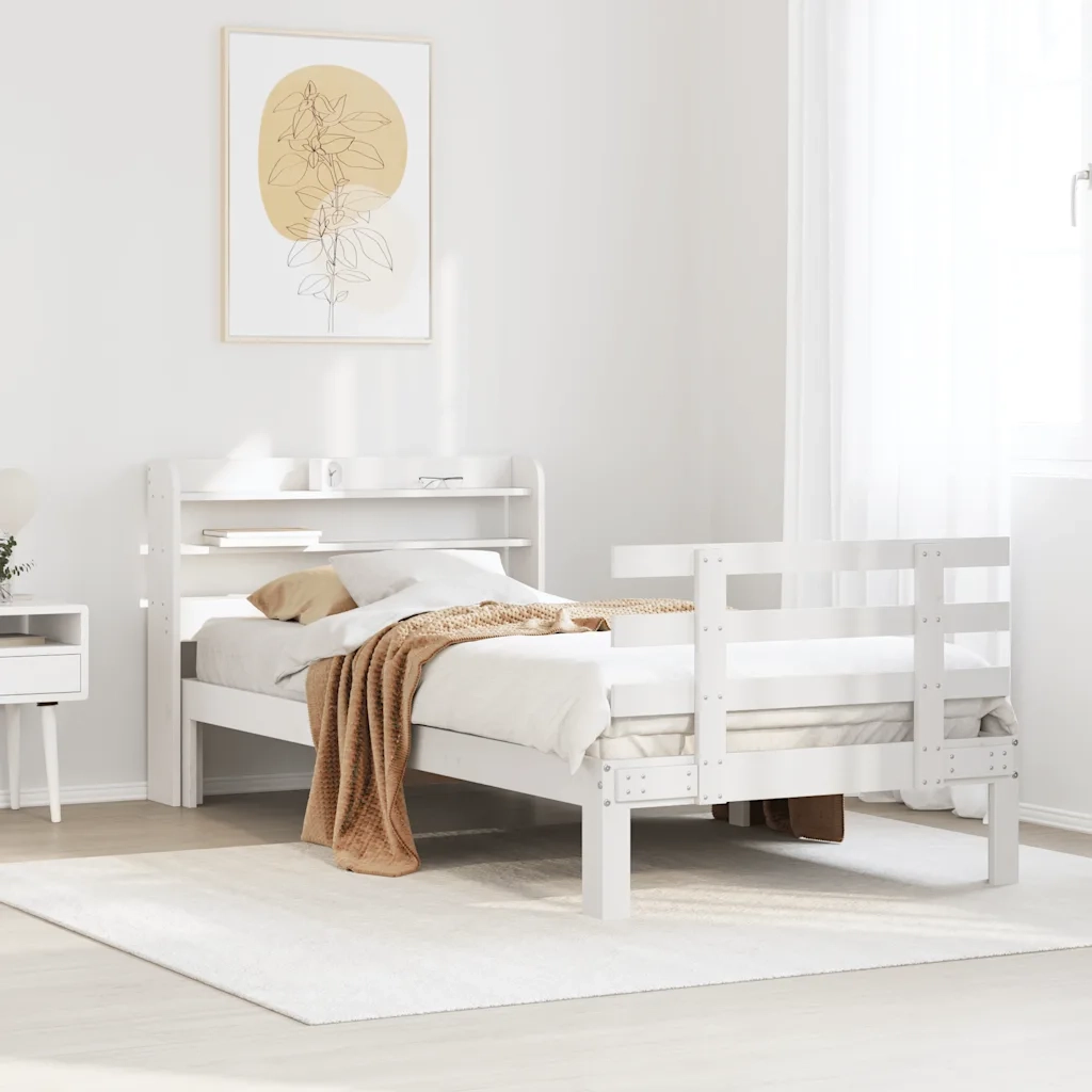 Giroletto con Testiera senza Materasso-Struttura Letto Bianco 100x200 cm 274315