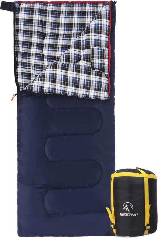 Sacco da letto in cotone per adulti - Coperta da flanella calda per campeggi e attività all'aperto - 3-4 stagioni