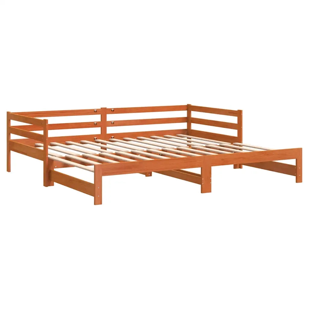 Divano con Letto Estraibile Marrone Cera 80x200cm Massello Pino