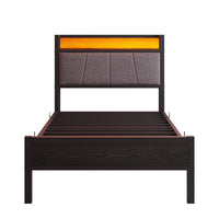 Letto 90x200cm LED - Xylo - USB testiera metallo facile montaggio