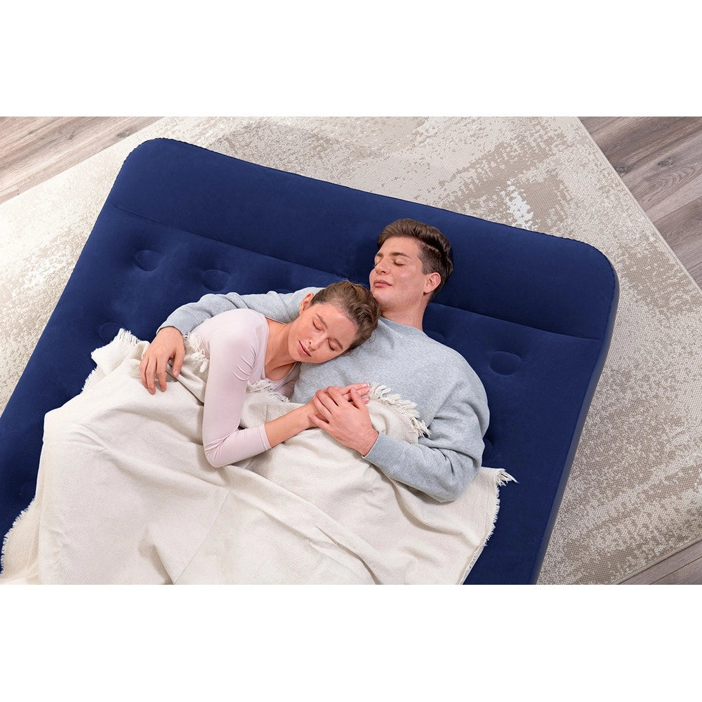 Trade Shop - Materasso Gonfiabile Matrimoniale Floccata Con Pompa A Pedale Integrata 203x152x28cm 67226 -