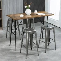 Set di 4 sgabelli da bar industriale impilabili altezza seduta 76 cm in metallo argento