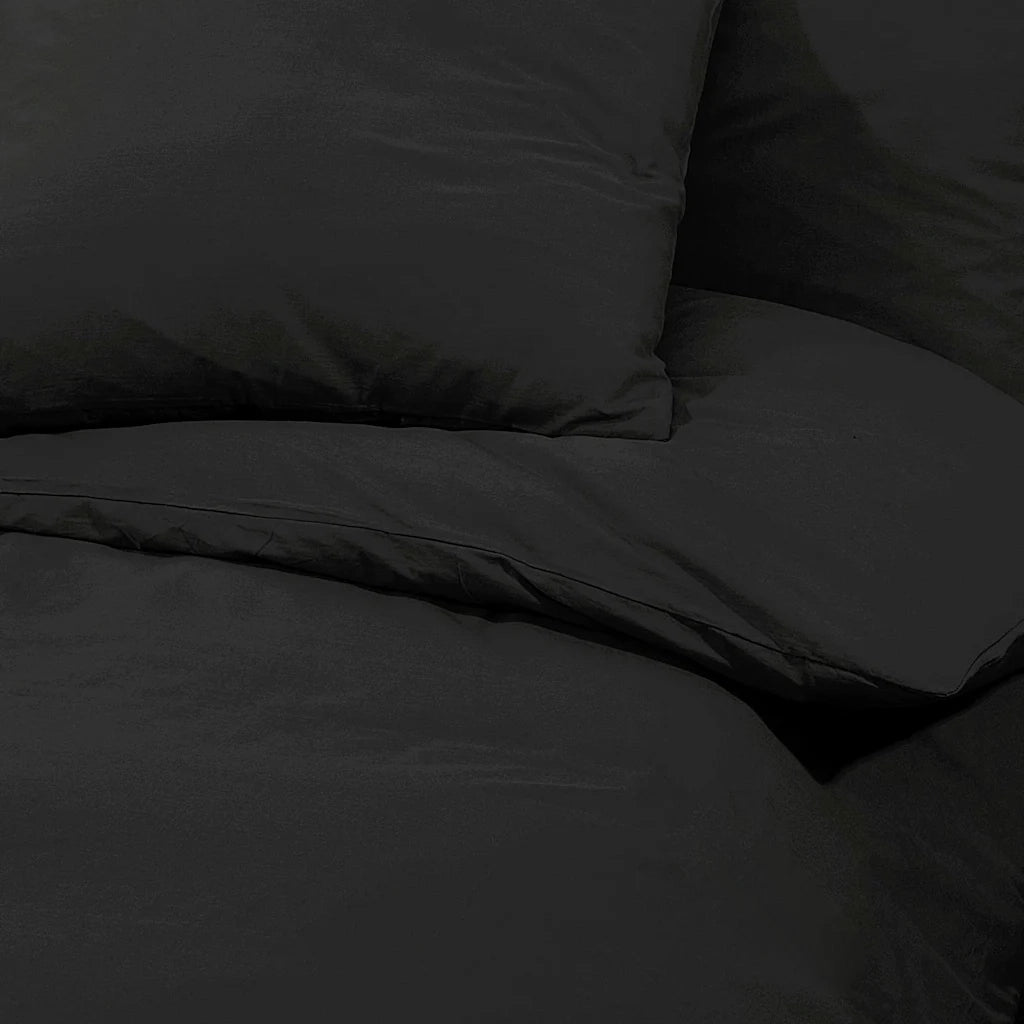 Set Copripiumino Nero 140x200 cm in Microfibra Leggera CFW9276688