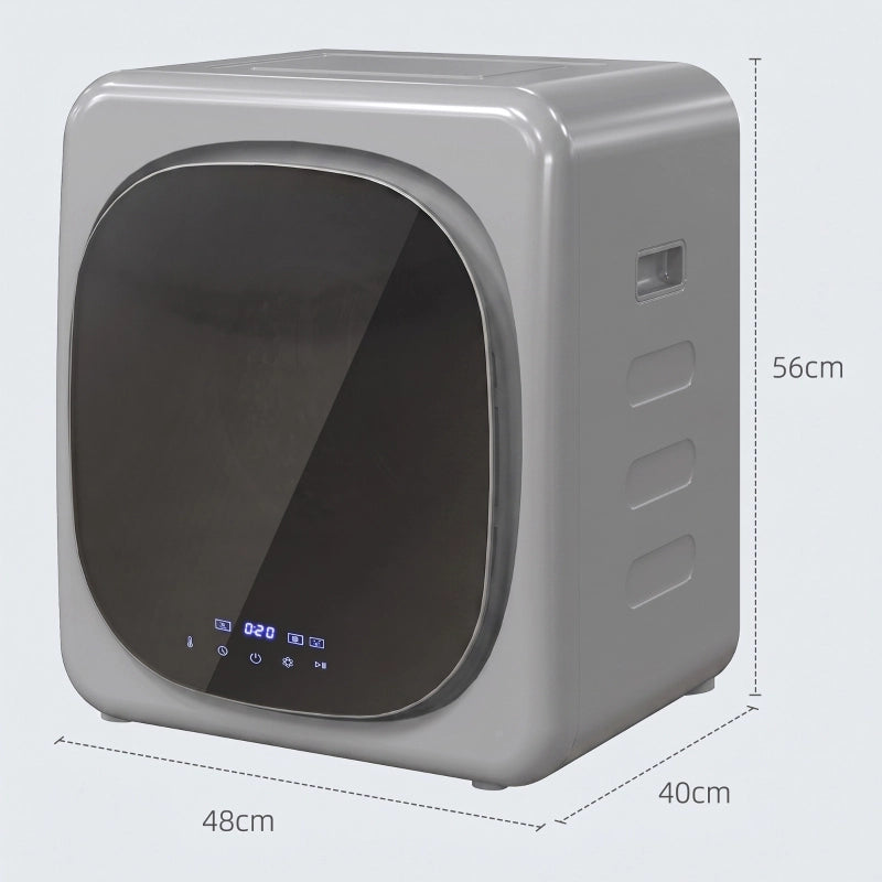 Asciugatrice a ventilazione da 4 kg con modalit¨¤ smart, asciugatrice compatta da 800 W con cestello in acciaio inox, argento