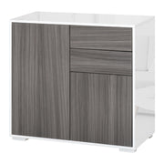Mobile Multiuso 79x36x74 cm 2 Cassetti 2 Ante  Grigio e Bianco
