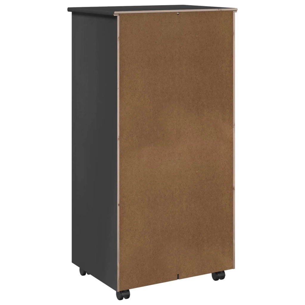 Mobile con Ruote Grigio 53 x 39 x 103 cm Legno di Pino Massello