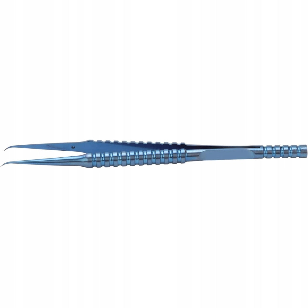 Pinzetta di Precisione in Titanio Curva (Blu) – Materiale di Alta Qualità, Resistente alla Corrosione | Lunghezza 140 mm