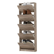 Mobile Portascarpe Sueglio, Scarpiera 10 Ripiani, 67x28x191.5h cm Marrone Rovere Grigio