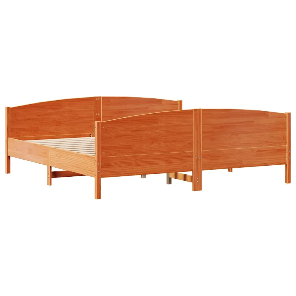 Letto senza Materasso Marrone Cera 180x200 cm in Legno di Pino