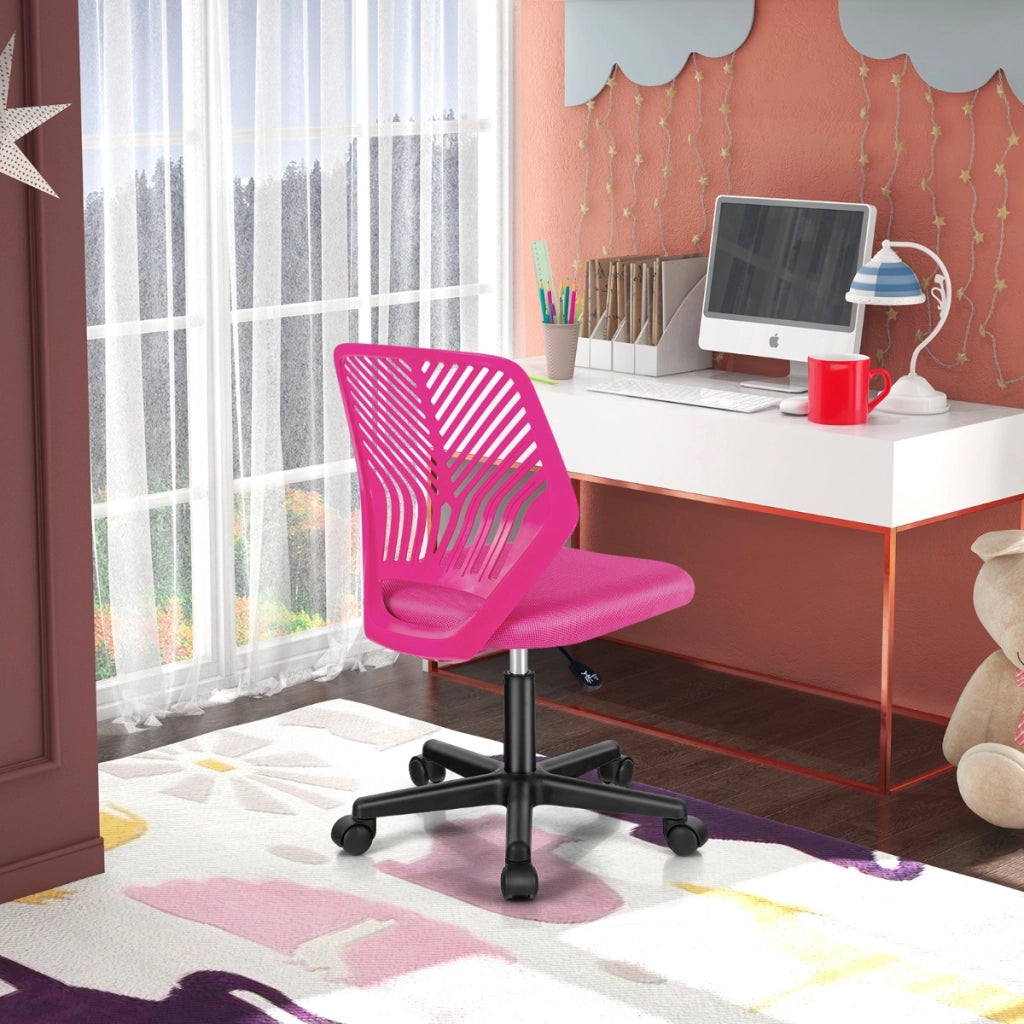 Sedia da scrivania ergonomica regolabile in altezza per bambini, Sedia per computer in rete con ruote universali Rosa-Tavoli e sedie