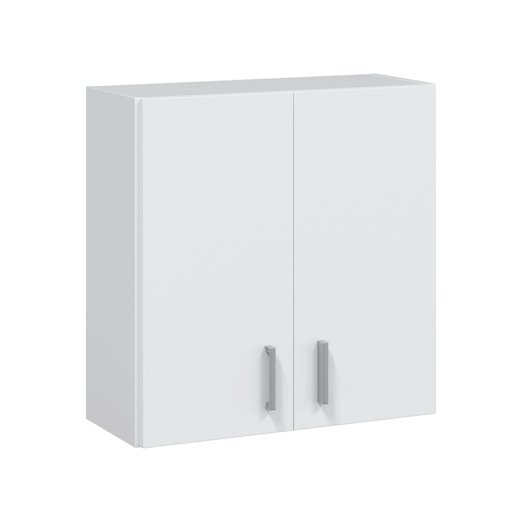Mobile pensile Mors, Armadio ausiliare a 2 ante, Armadietto multiuso da bagno o lavanderia, cm 59x27h60, Bianco