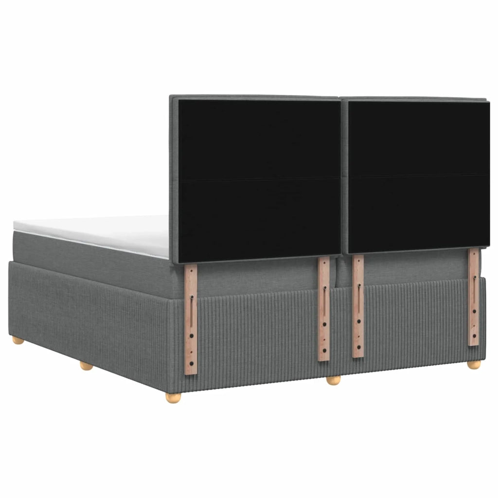 Letto Box Spring LED con Materasso Grigio Scuro 200 x 200 cm 3455931