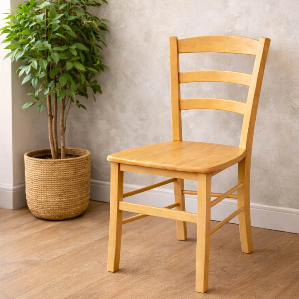 Sedia da sala da pranzo Paesana in legno colore naturale con seduta in massello