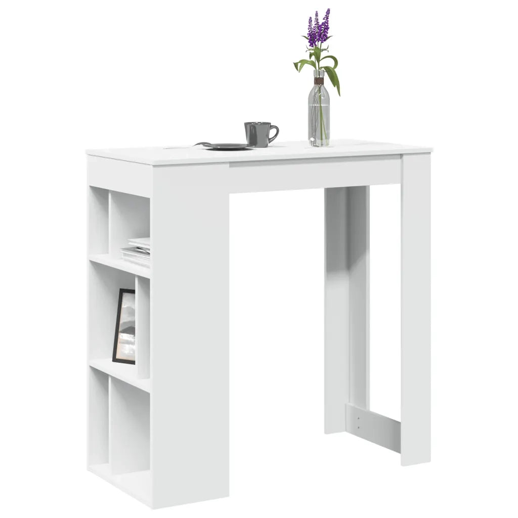 Tavolo Bar con Rastrelliera Bianco 102x50x103,5 cm Multistrato 854355