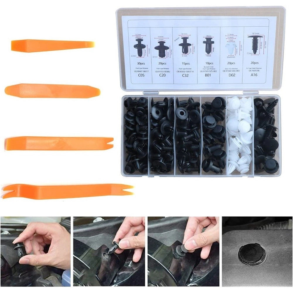 Trade Shop - Set 229pz Clip Di Fissaggio Auto Rivetti Plastica Strumento Rimozione Pannello -