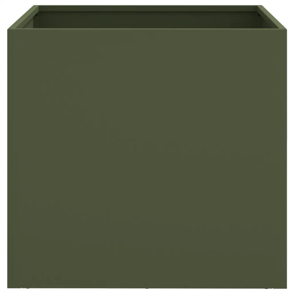 2 pz Fioriere | Cassetta per fiori | Vaso Verde Oliva 49x47x46 cm in Acciaio
