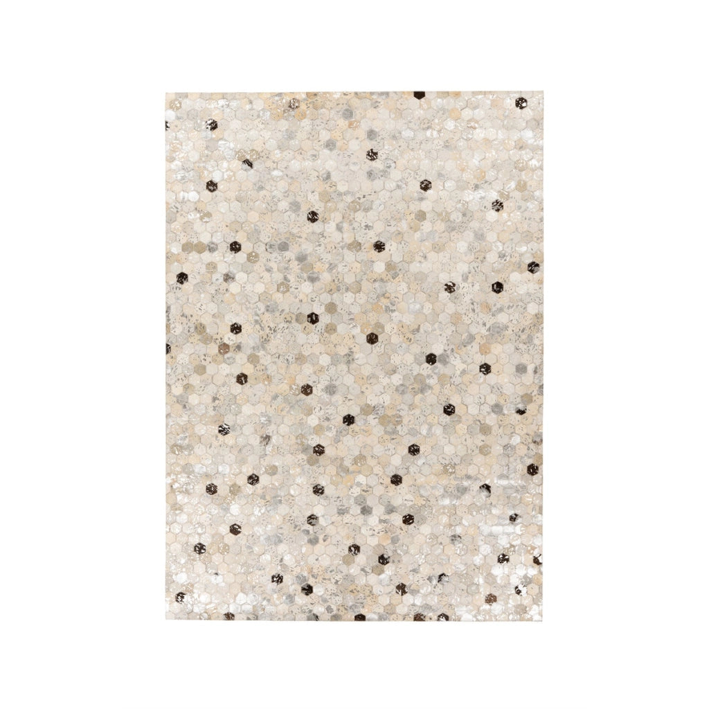 Tappeto Ravi 400 in vera pelle argento e grigio 120x170 cm