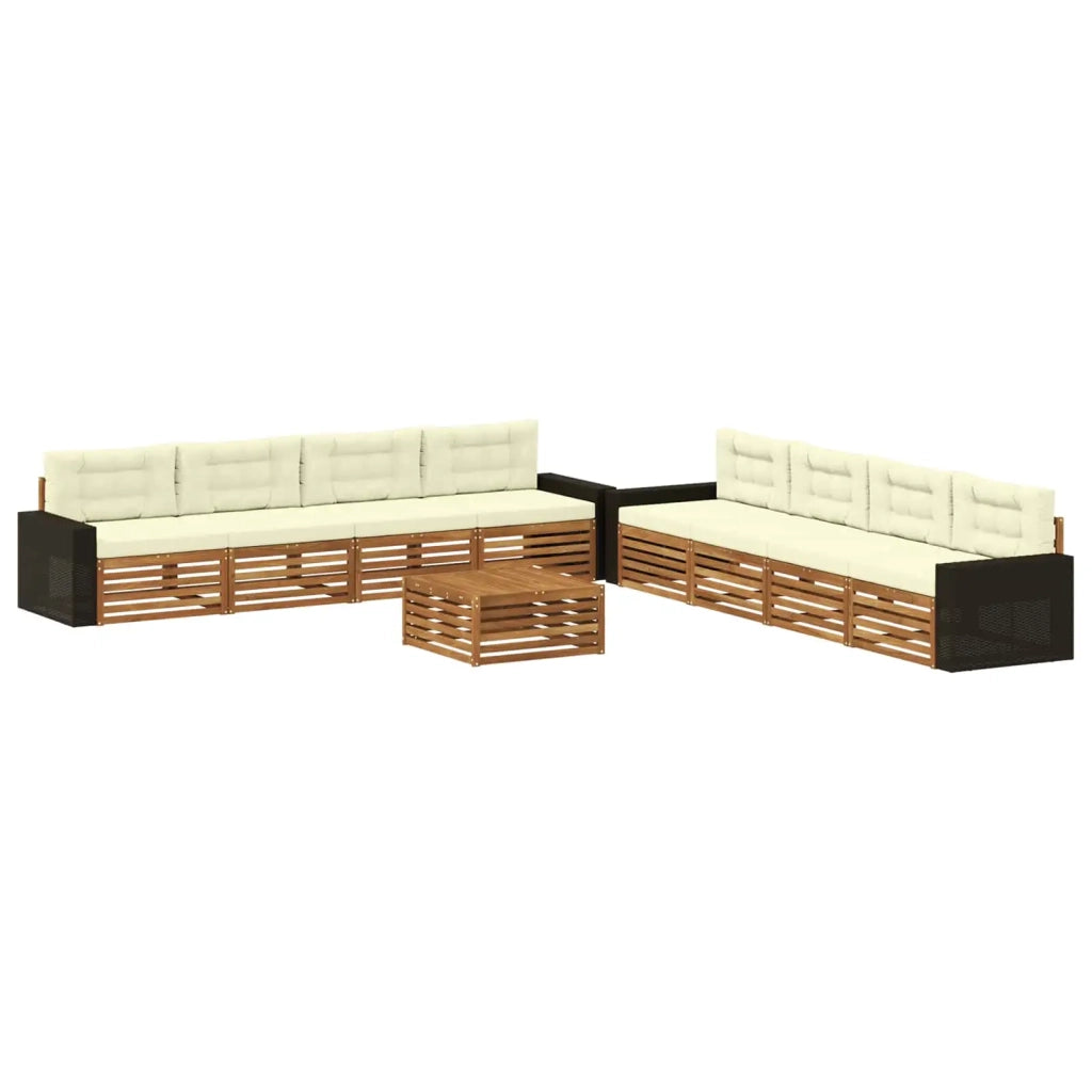 Set di divani da esterno 9 pcs Naturale e Crema Poliestere 3383183