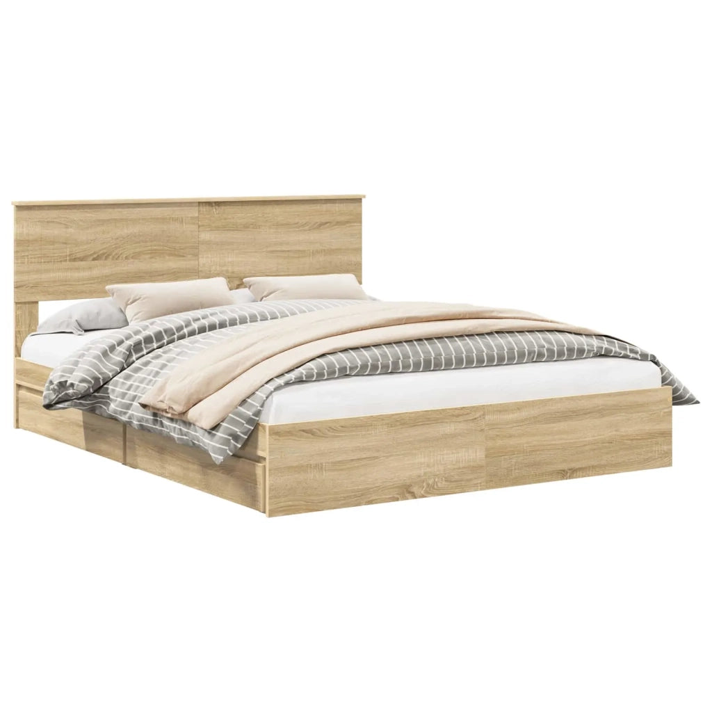 Letto con Contenitore con testiera Rovere Sonoma 160 x 200 cm 3410779