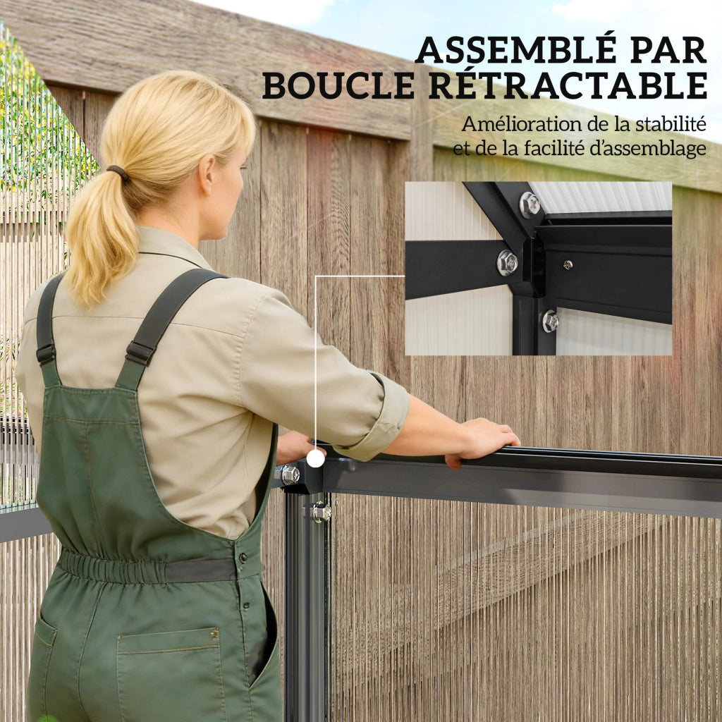 Serra da giardino in alluminio e policarbonato ¨C zephmum ¨C trasparente con finestra regolabile e porta battente