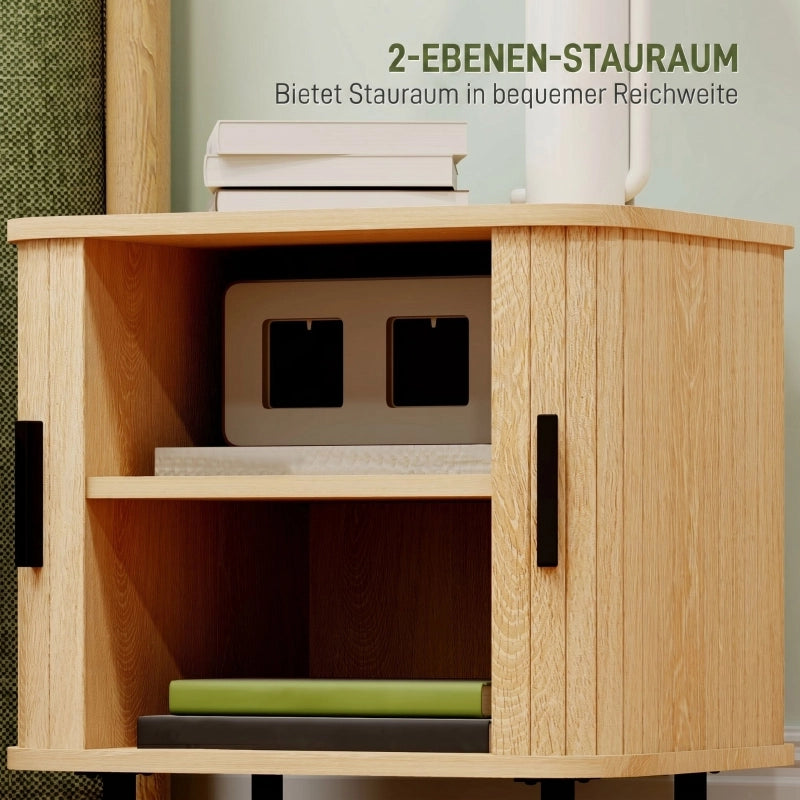 COMODINO Scandinavo 48x40x48 cm Rovere con ante scorrevoli