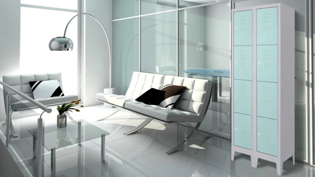 Armadio casellario in metallo verniciato a 12 vani per ufficio cm. 98x38/50x180h
