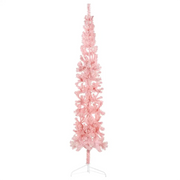 Albero Natale Artificiale Sottile a MetÃ  e Supporto Rosa 240 cm