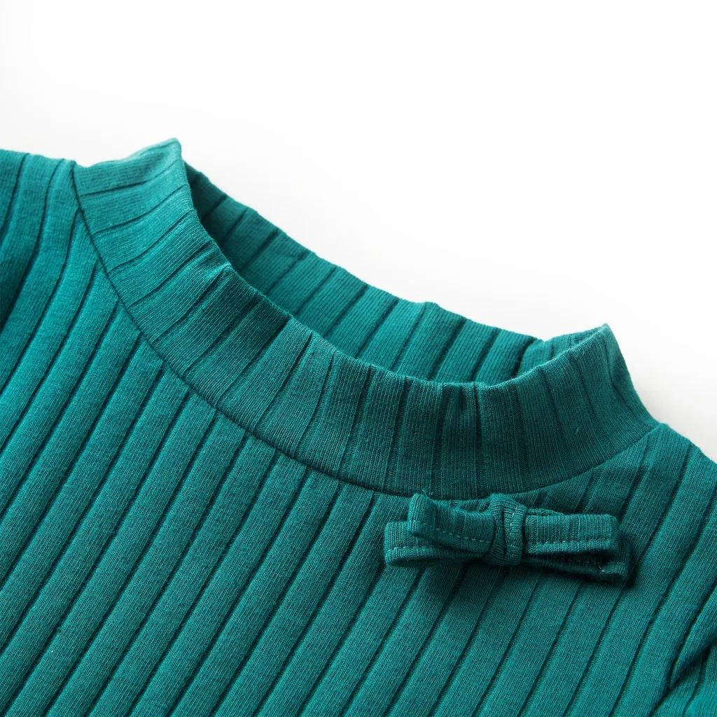 Maglietta da Bambina a Maniche Lunghe a Costine Verde Scuro 104cod mxl 84121