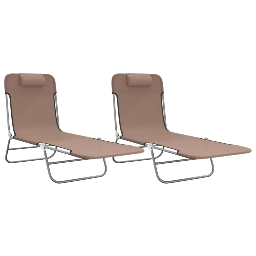 Lettini Prendisole 2 pz Marroni in Textilene e Acciaio 360184
