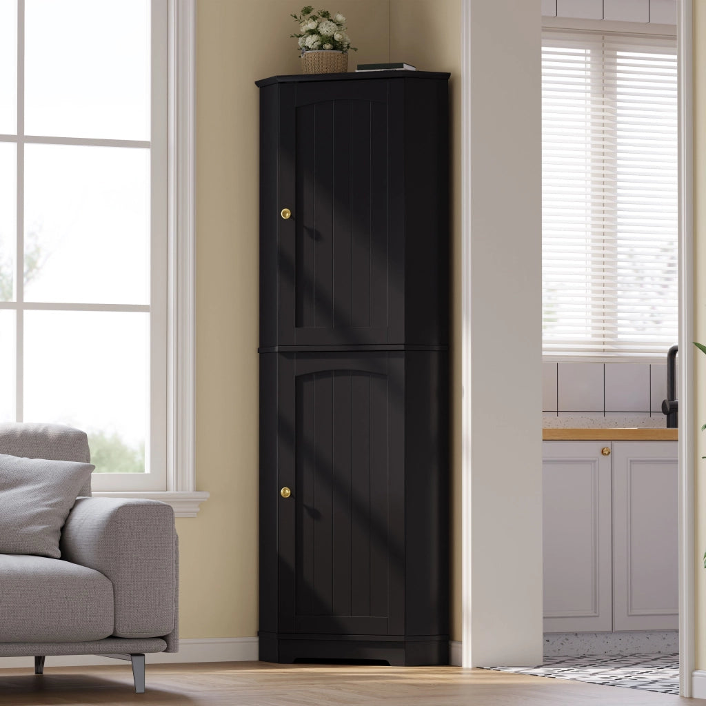 Armadio angolare 42x42x166 cm con ripiani regolabili in MDF nero