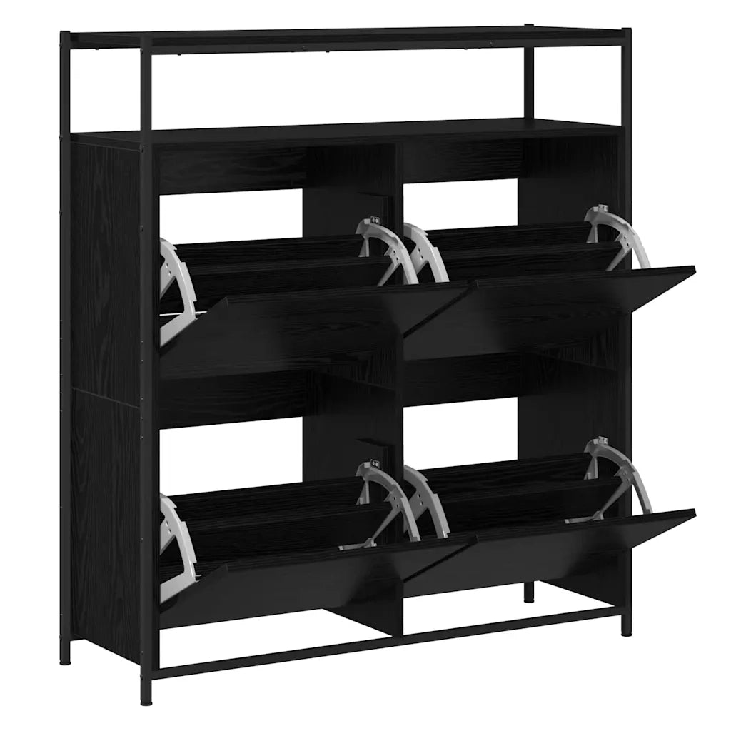 Mobile per scarpe con lo scaffale Rovere Nero 100 x 34 x 112 cm 3365549
