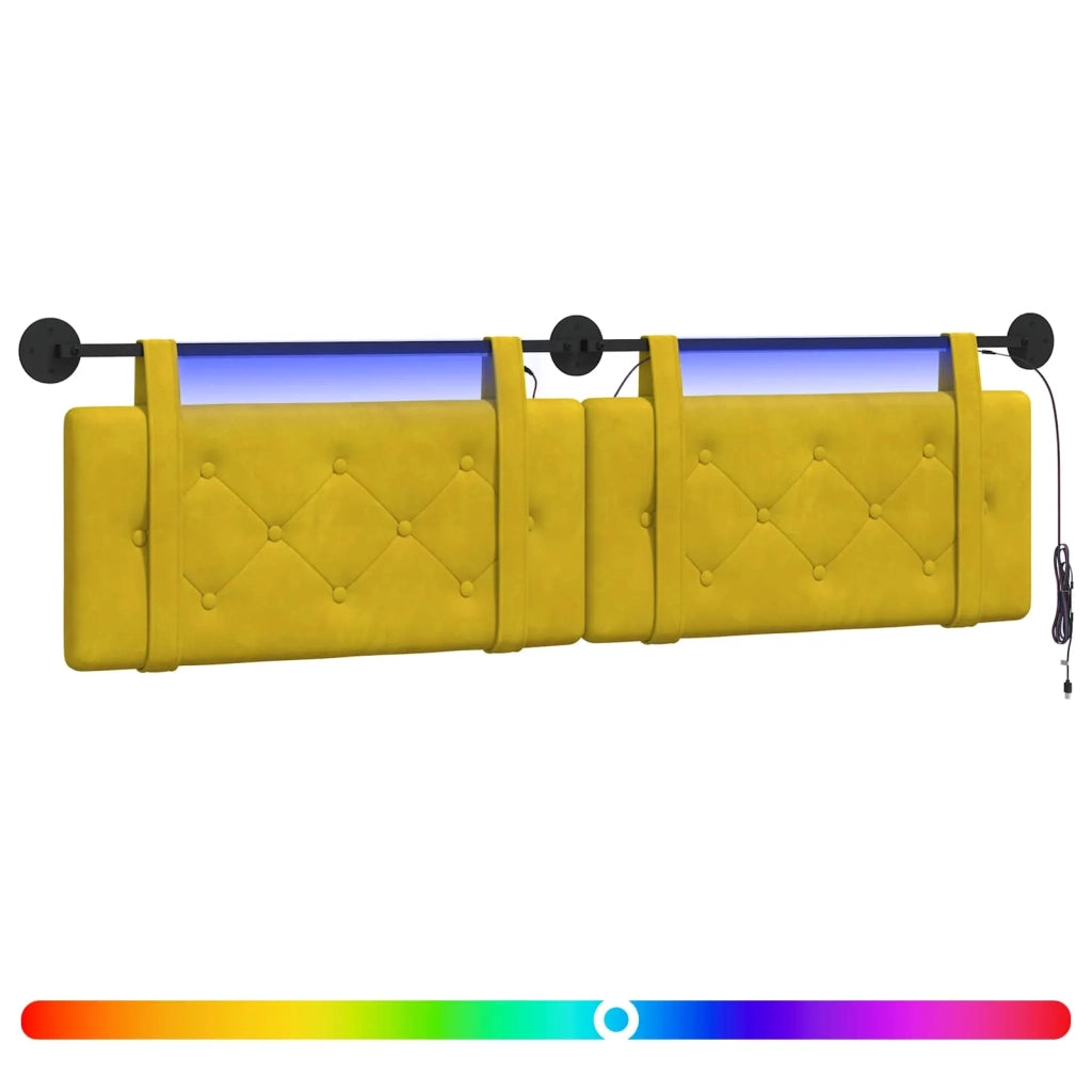 Testiera sospesa Con luce LED Giallo Velluto 3424198