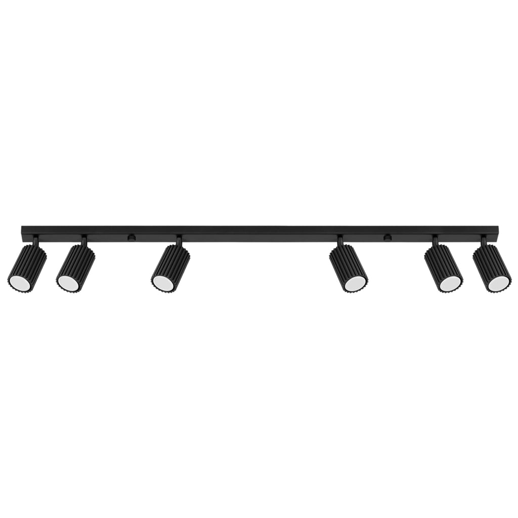 Plafoniera moderna nera barra 117cm 6 spot GU10 orientabili