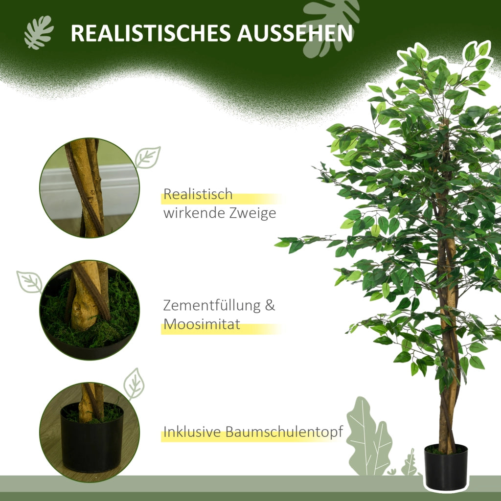 Pianta Ficus Finta ¨C Zephmum ¨C Verde 150 cm con Vaso