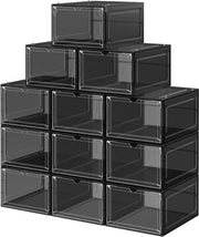 Set di sostegni per scarpe in plastica con porta trasparente da 12 - stivale - montaggio facile - 27 x 345 x 19 cm - per scarpe fino al numero 46 - nero