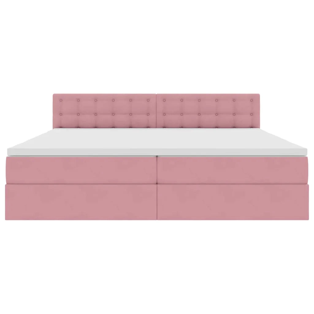 Letto con Contenitore con materasso Rosa 200 x 200 cm Velluto