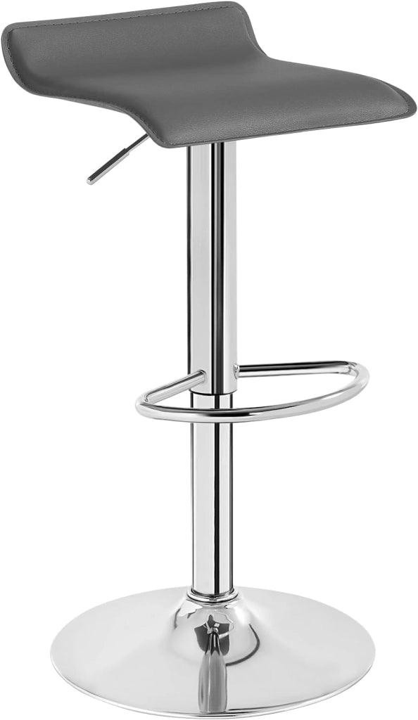 Sgabello da Cucina, Sgabello da Bar Colazione Regolabile in Altezza Girevole a 360°, per Bar, Cucina, Banco, Caffè, PVC+Metallo, con Poggiapiedi, Nero+Nero