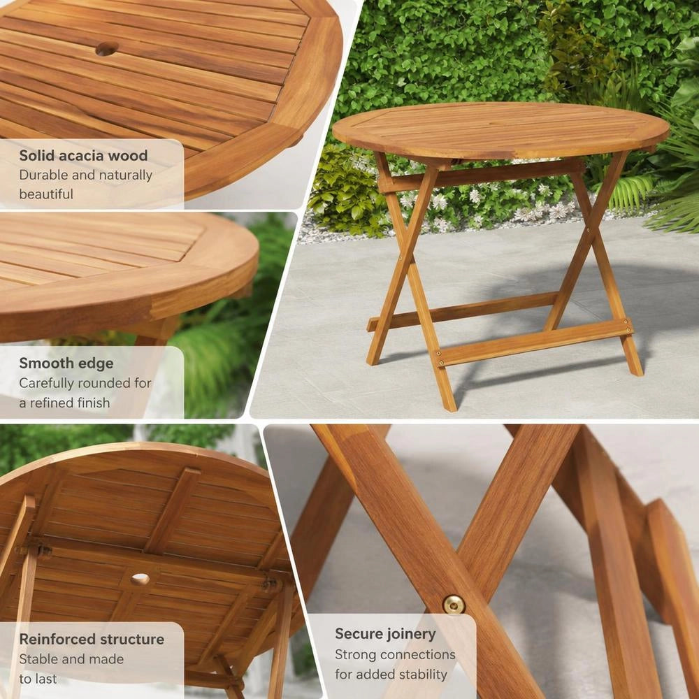 Folding Garden Table 90x75 Cm Solid Acacia Wood