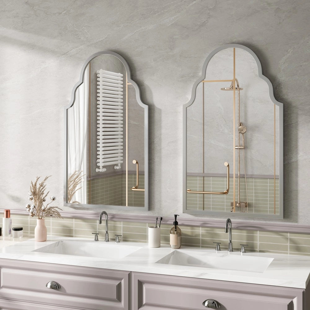 Specchio Rettangolare da Parete ¨C MINIMAL ¨C Cornice in Metallo Argento, 61x101 cm, Bagno e Soggiorno