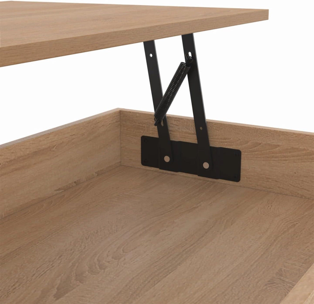 Tavolino rettangolare ALIX da 100 cm con piano sollevabile e gambe a ragno in legno e nero