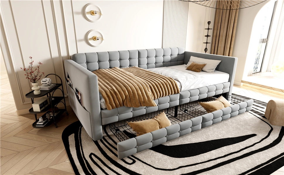 letto imbottito velluto grigio chiaro 99 x 202.4 cm
