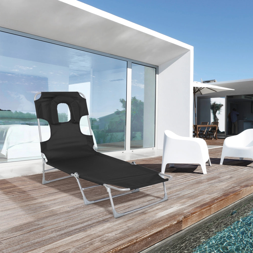 Sdraio pieghevole da giardino ¨C zephmum ¨C nero 182x56x28 cm