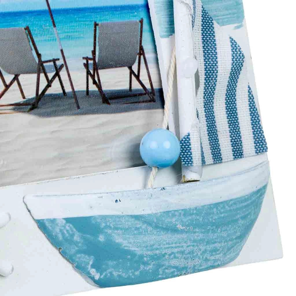 Cornice portafoto in legno blu, 13,5 x 2,5 x 16 cm