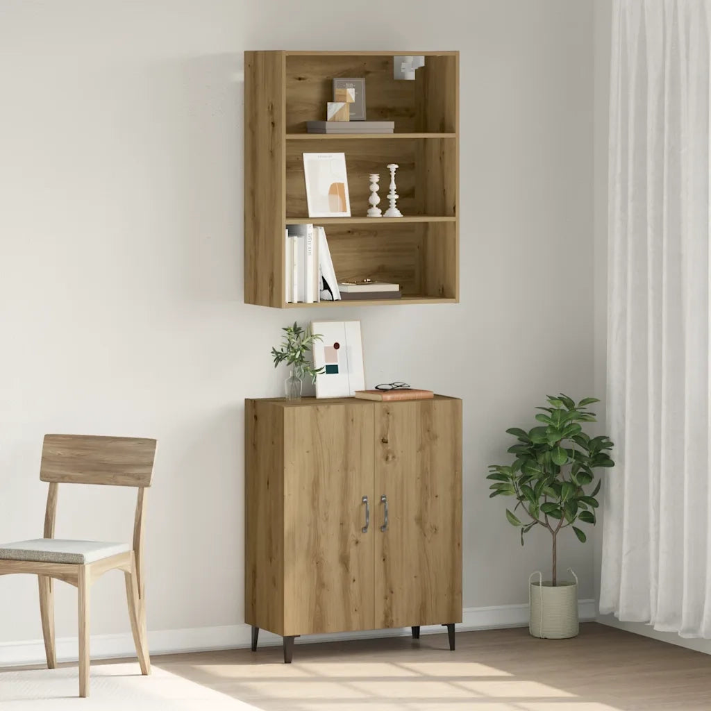 Credenza con Pensile Rovere Artigianale in Legno Multistrato 3329224
