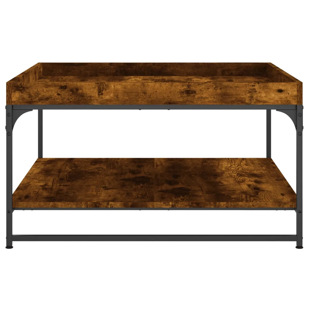 Tavolino da salotto | Tavolino da caff¨¨ | Tavolino da Soggiorno Rovere Fumo 80x80x45 cm in Legno Multistrato e Ferro