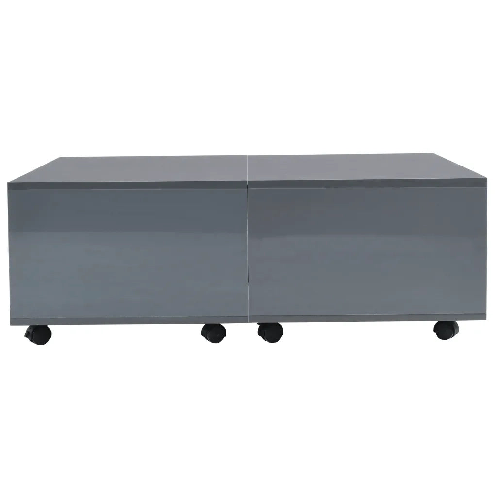 Tavolino da Salotto Grigio Lucido 100x100x35 cm 283726